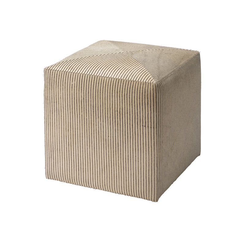 Pinstriped Square Ottoman