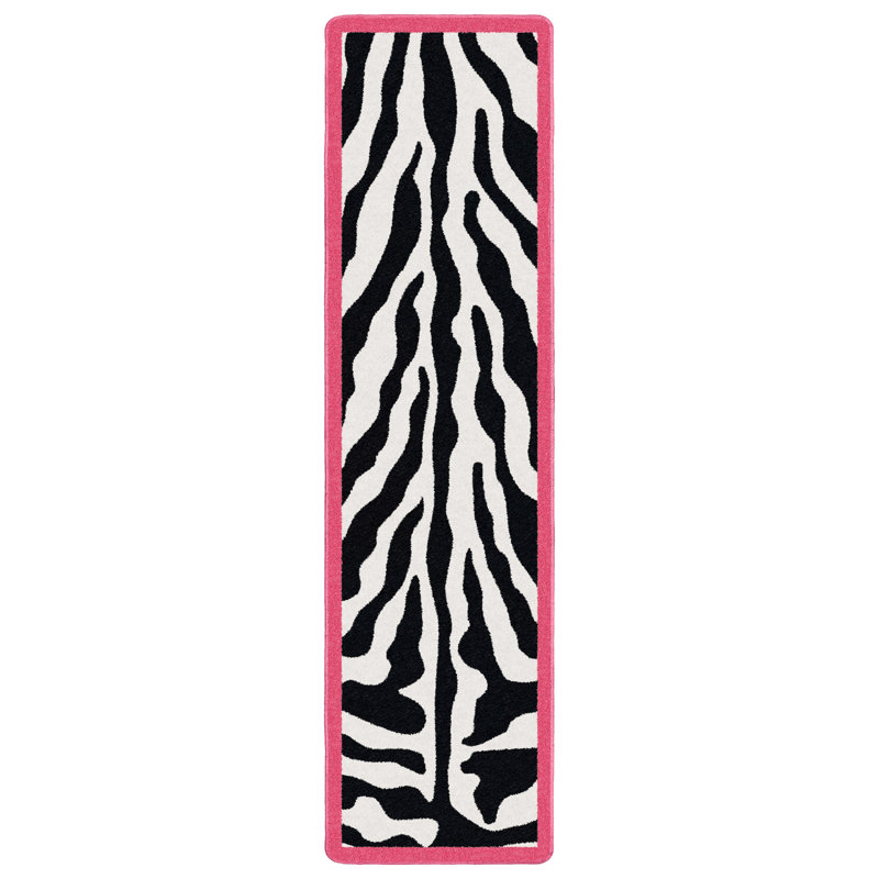 Alminus Zebra Glam Animal Print Area Rug, Runner 2'1" x 7'8"