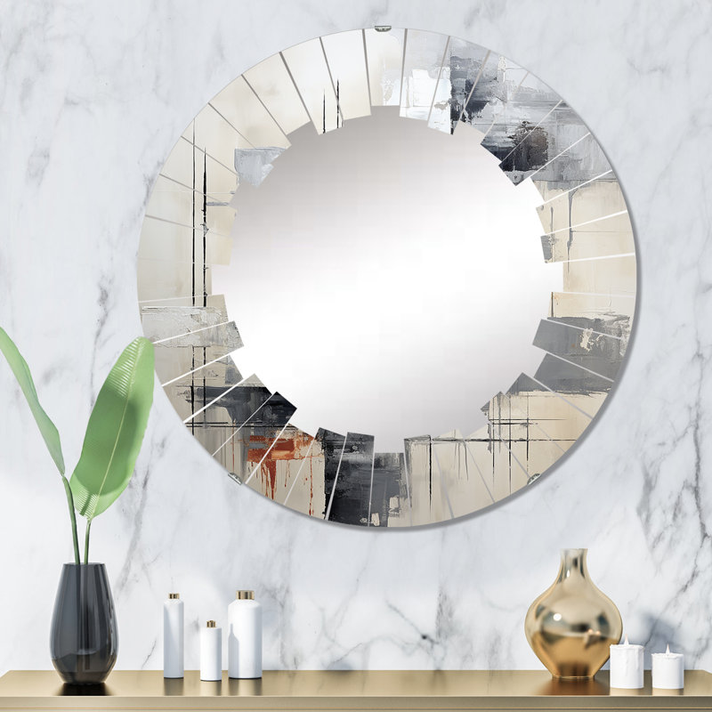Nizana - Miroir mural moderne rond, 32 po x 32 po