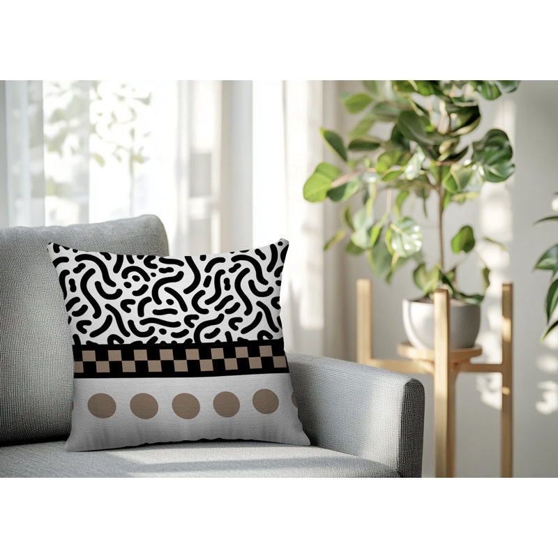Oreiller carré réversible intérieur / extérieur Kixie, Carré 16 po, Beige