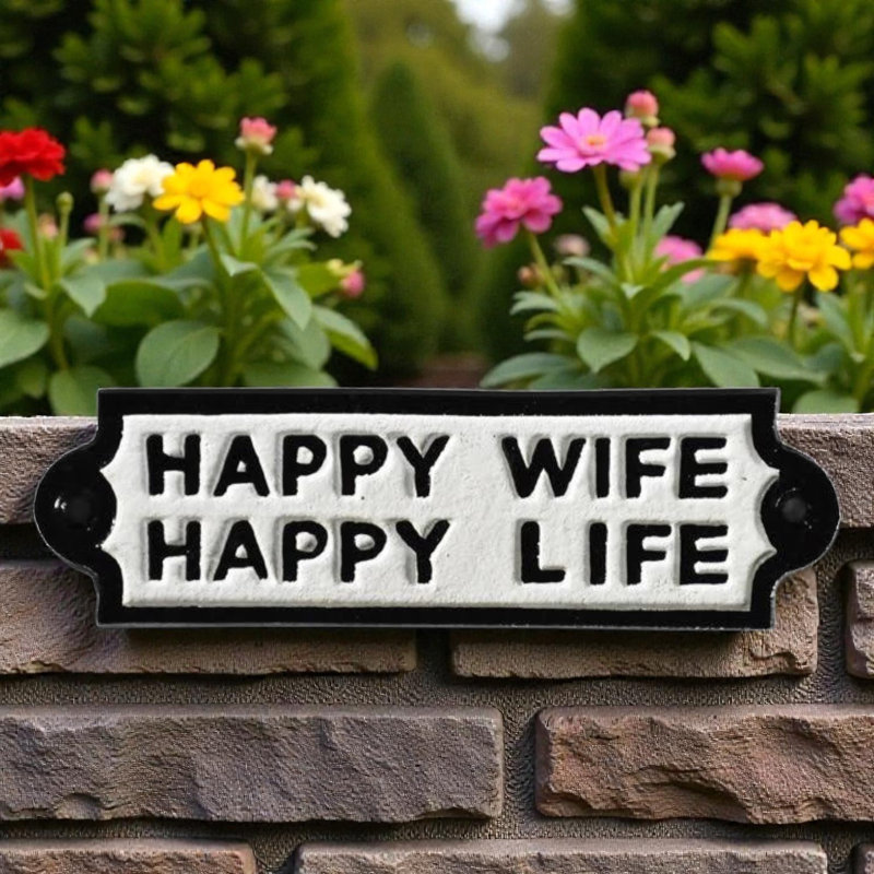 Eldredge Cast Iron Happy Wife Happy Life Wall Sign
