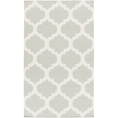 Tapis gris / ivoire en laine tissé à la main Bangor