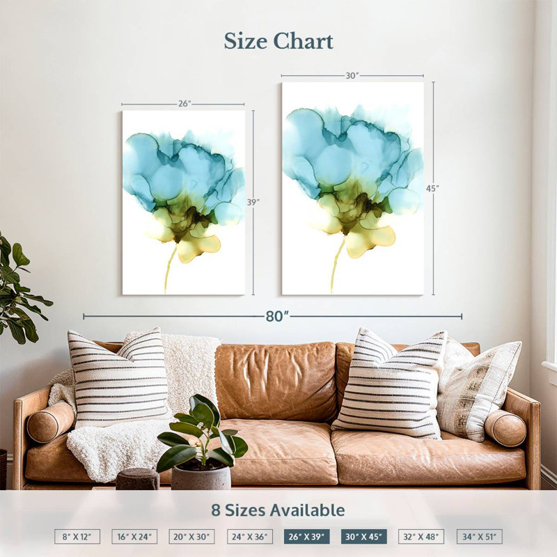Avery Blooming Cyan II, 39" H x 26" W