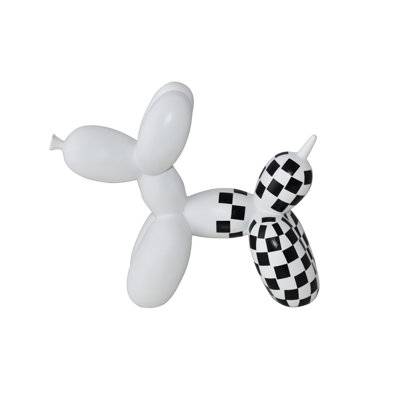 Twinsburg Balloon Dog Made of Resin Statue with Black and White Finish Size: 8" x 3" x 7"H