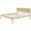 Light natural king size platform bed, solid pine construction with headboard, integrated wood slat support no box spring required-1807782218
