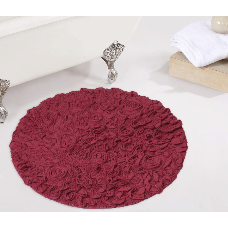 Tapis de bain rond 100% coton Home Weavers Franciska, L 30 po x L 30 po, Rouge