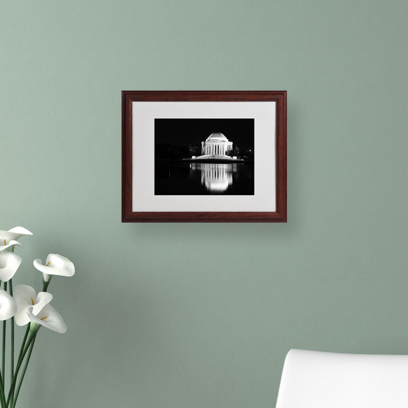 Jefferson Memorial Brown Wood Framed Canvas Print, 25" x 22"