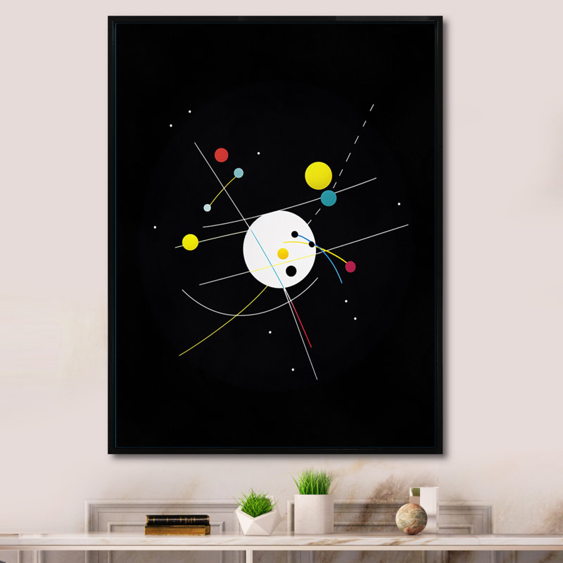 Art géométrique moderne sur toile, H 20 po x l 12 po x P 1 po, Cadre flottant noir
