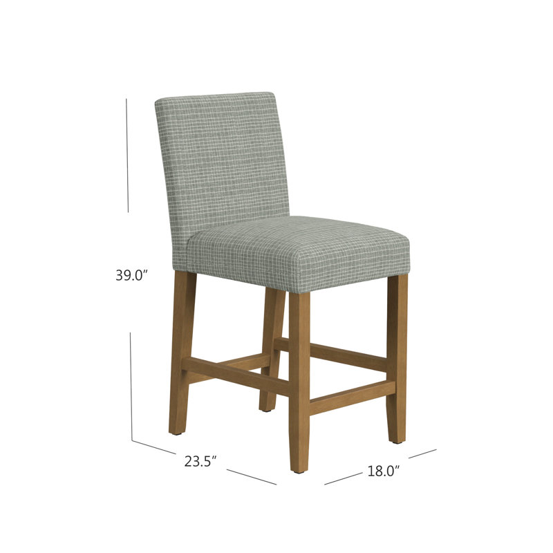 Niebrara Upholstered Counter Stool, Sage Mini Grid Woven