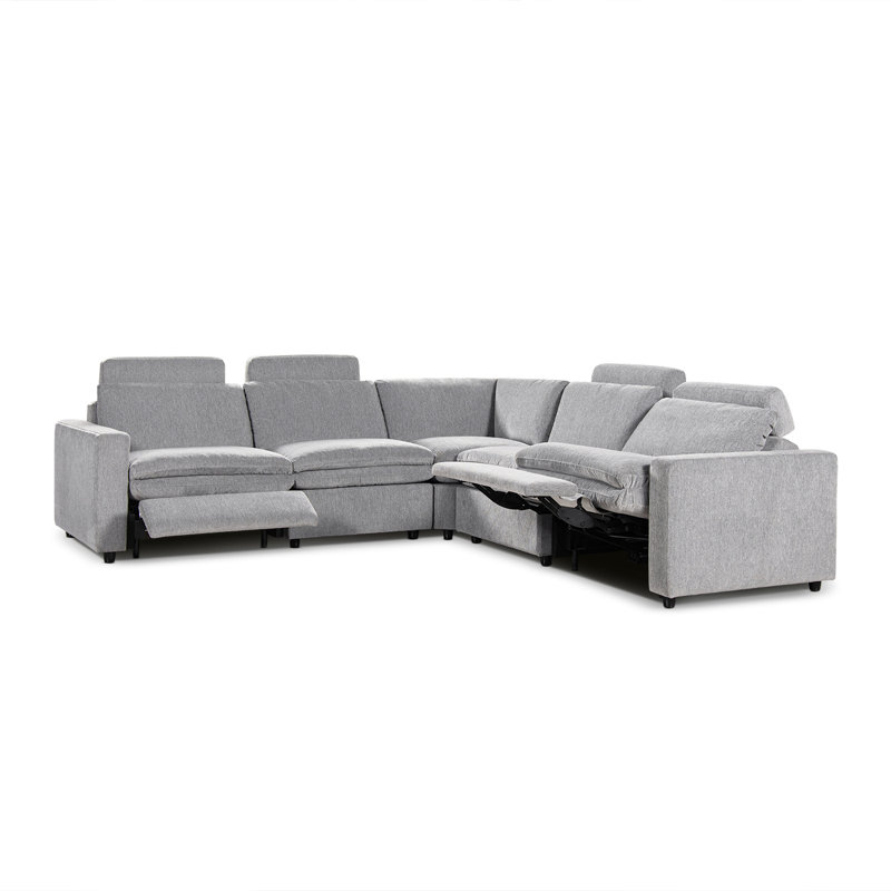Canapé modulaire de coin Performance Power Motion de 113 po Camden, Polyester gris