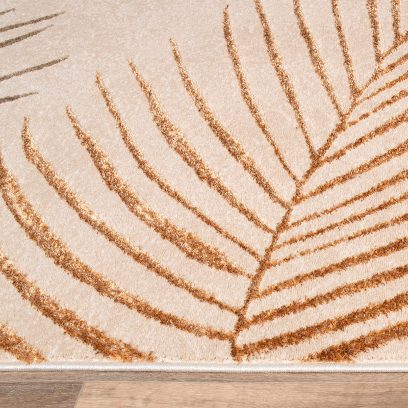 Tapis moderne pour le salon avec motif de feuilles de palmier, Rectangle 6 pi 7 po x 9 pi 6 po