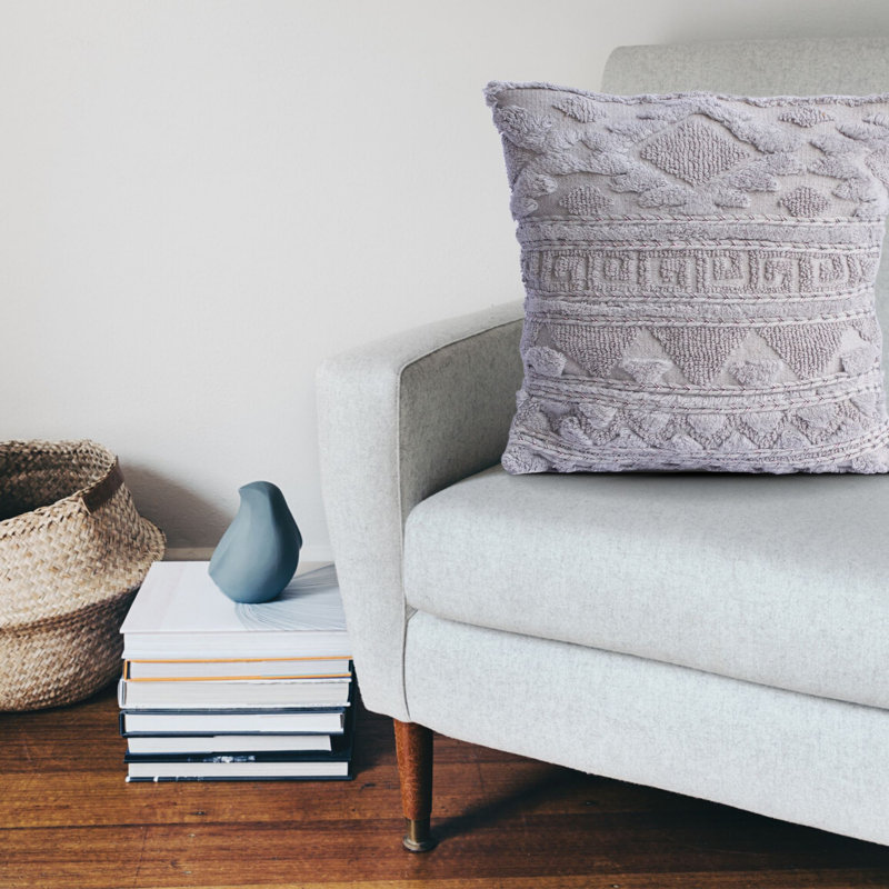 Aelia Square Pillow Cover, Gray