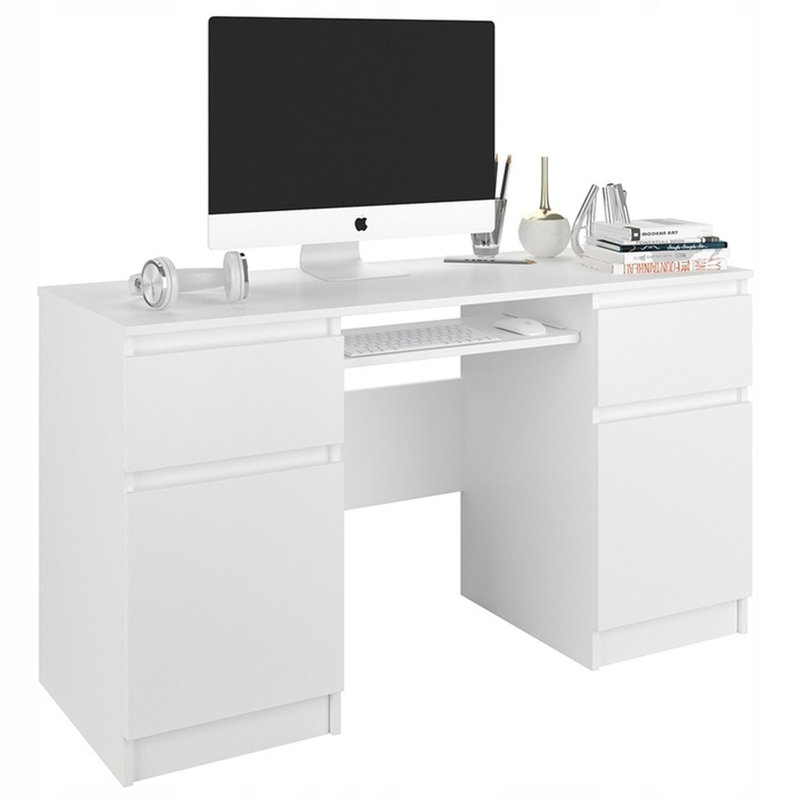 Anusca Computer Table, Highgloss Sand Grey