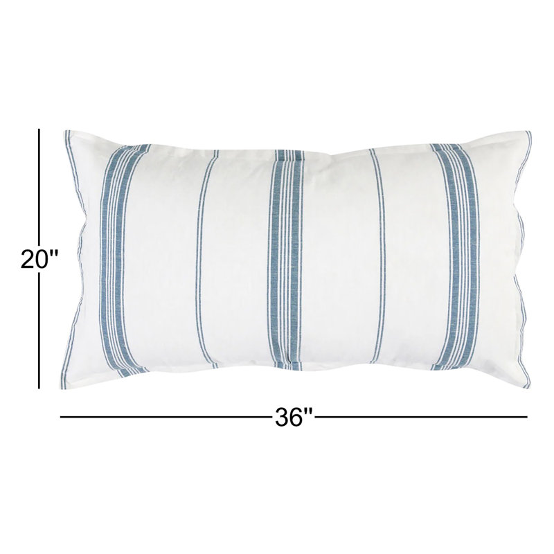 Brooke Blue Stripe Cotton Blend Sham, King, White/Blue Stripe