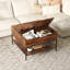 Table basse à plateau rabattable avec rangement