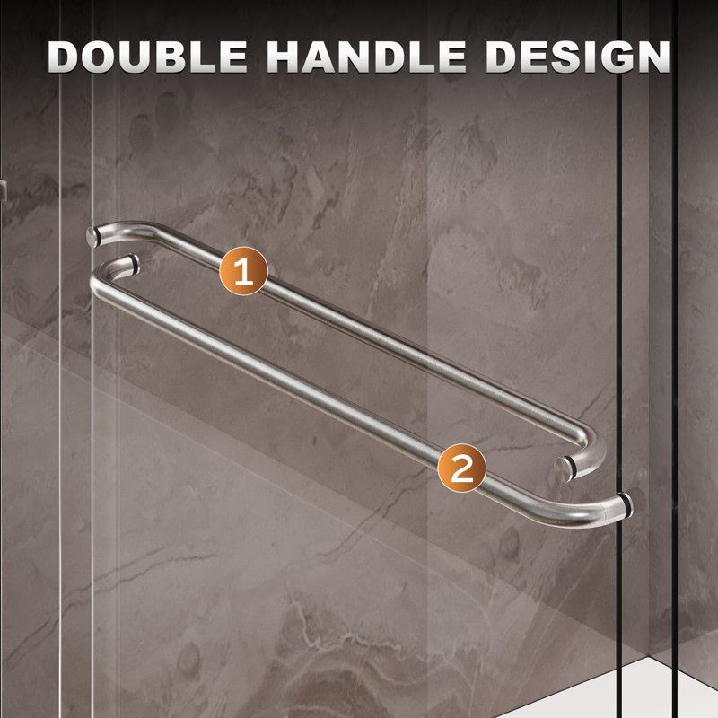 Portes coulissantes doubles 48 po x 72 po avec porte-serviettes à double poignée et verre trempé 1/4 po, nickel brossé