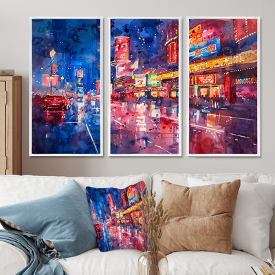 Pink Blue Neon Nights Casinos III " Pink Blue Neon Nights Casinos III " 3 - Pieces