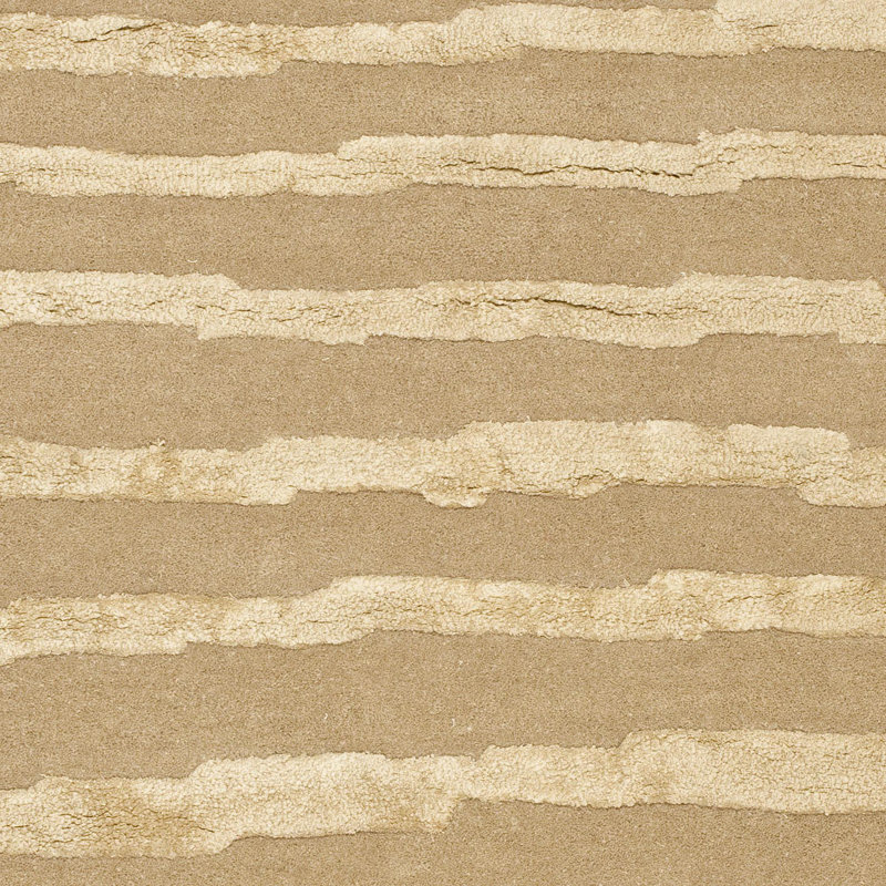 Nukri Hand Tufted Wool/Cotton/Viscose Striped Rug in Beige, Square 8'