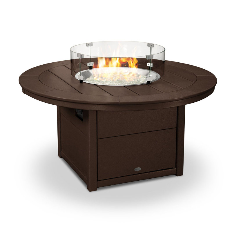 POLYWOOD Round 48" Fire Pit Table, Mahogany