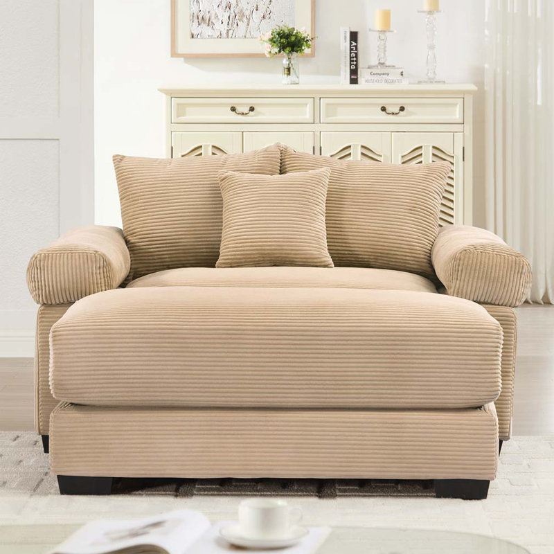Fauteuil club avec repose-pieds 54,3 po, Chameau