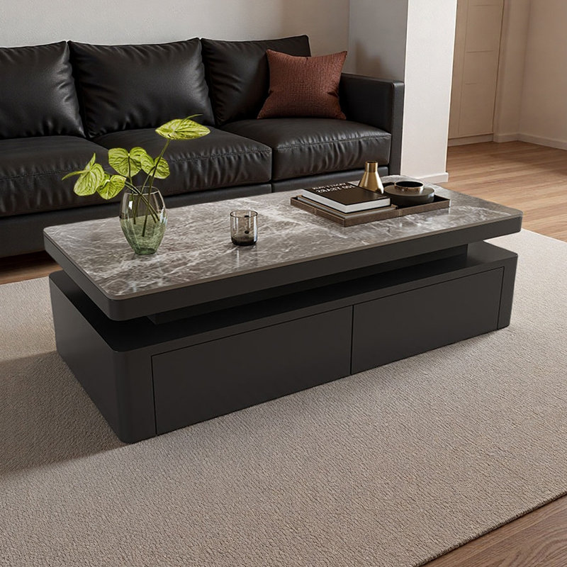 Table basse Modern Luxury, H 17,71 po x L 51,18 po x l 27,55 po, Noir, Gris