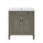 Meuble-lavabo de salle de bain rétro 30 po avec lavabo, armoire de salle de bain rustique avec portes à fermeture en douceur et tablette réglable, conception à profil courbé, pieds en bois d'hévéa