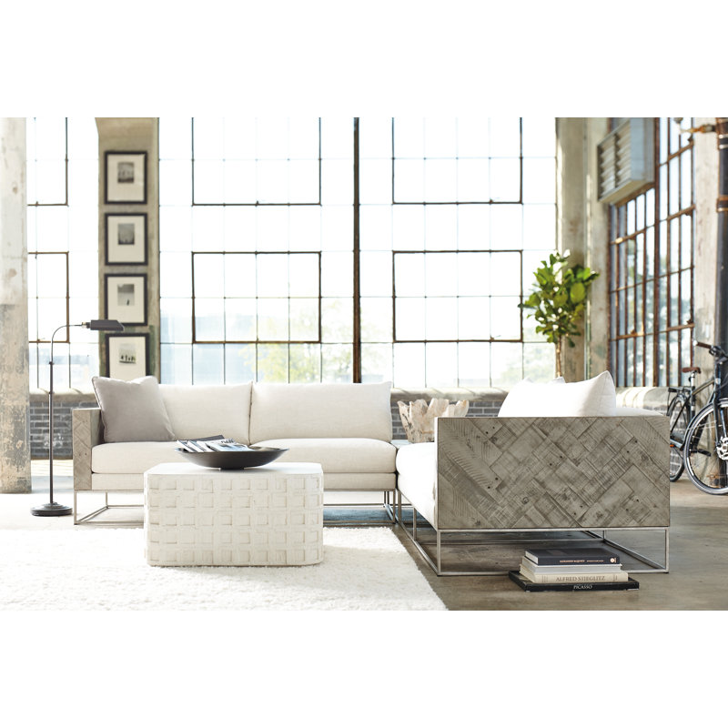 White Square Concrete Coffee Table with Storage