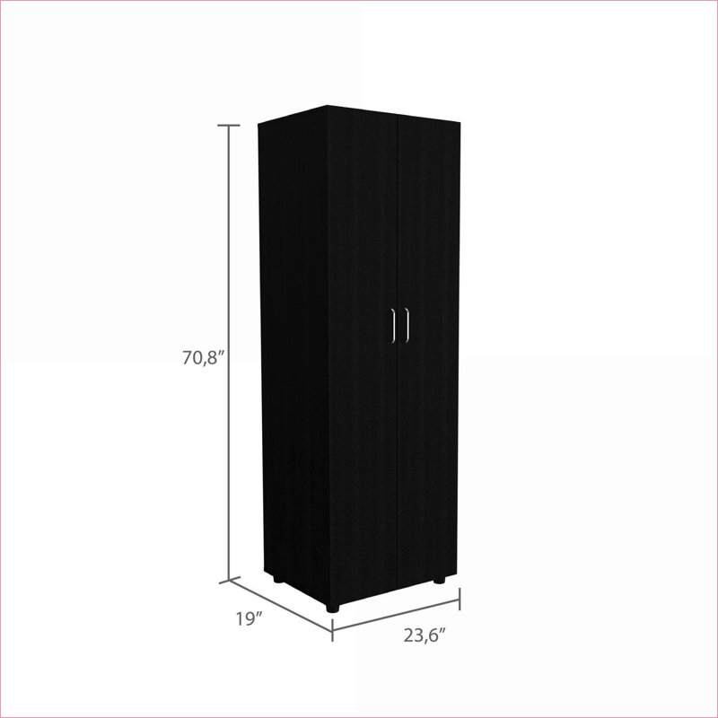 Ensemble de mobilier de chambre à coucher, ensemble de rangement moderne noir 2 pièces avec armoire + commode 4 tiroirs pour la chambre à coucher | Noir | Panneau de particules