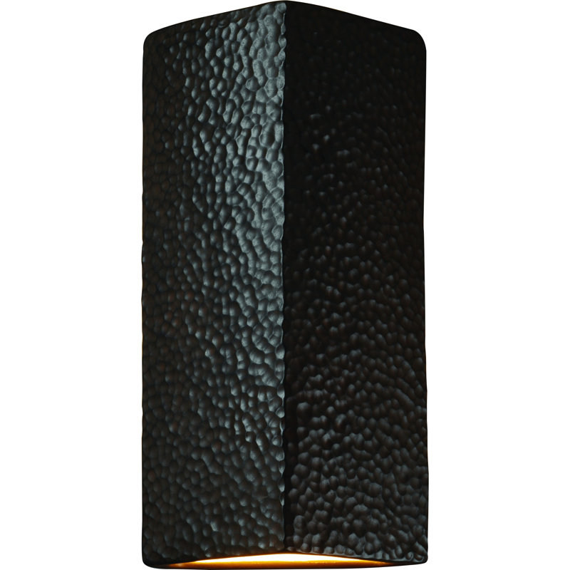 Henry Street Ceramic Flush Mounted Sconce, Hammered Iron