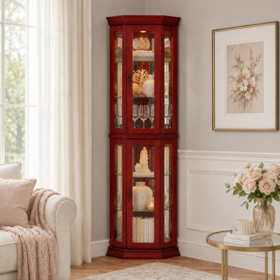 Vitrine d'angle moderne avec verre trempé cerise