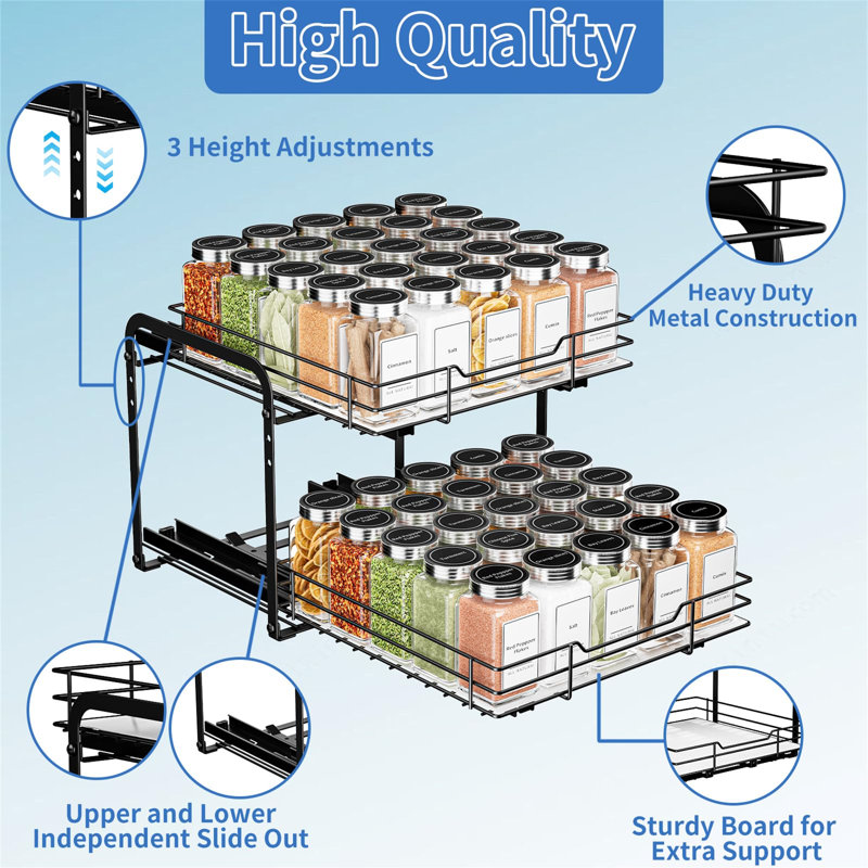 Spice Rack, 24cm H x 29.3cm W x 27.2cm D, Black