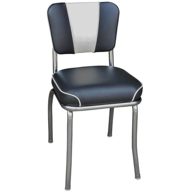 Retro Home Upholstered 'V' Back Dining Chair, Black
