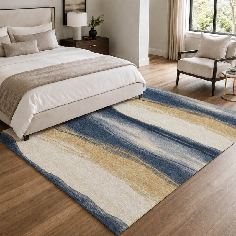 Tapis intérieur / extérieur lavable à la machine Chantille ACN2967, Marine, 10 pi x 14 pi