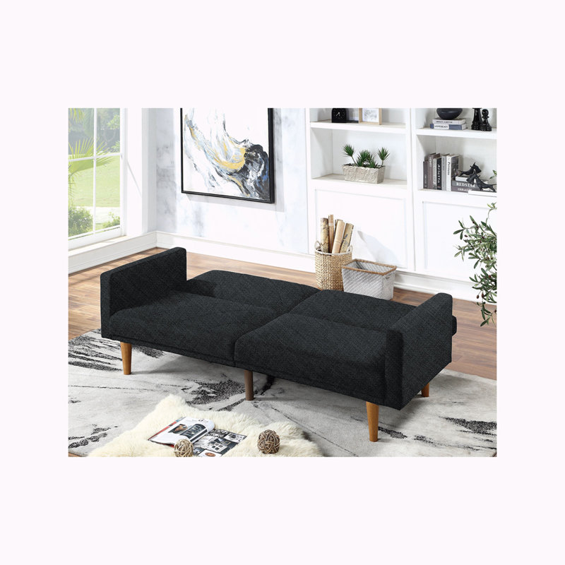 Josea Upholstered 80'' Sleeper Sofa, Black Fabric