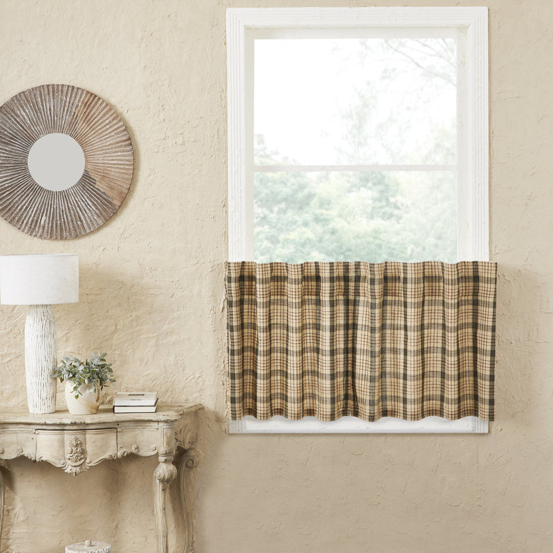 Holms Cotton Plaid Tailored Cafe Curtain, 24" H x 72" W