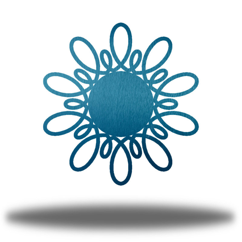 Décoration murale tourbillon de soleil en métal, Bleu sarcelle, H 36 po x l 36 po x P 0,06 po