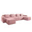 Velours côtelé rose en forme de U 4 places avec siège profond, coussins décoratifs et mousse à mémoire de forme très élastique pour un espace de jeu confortable