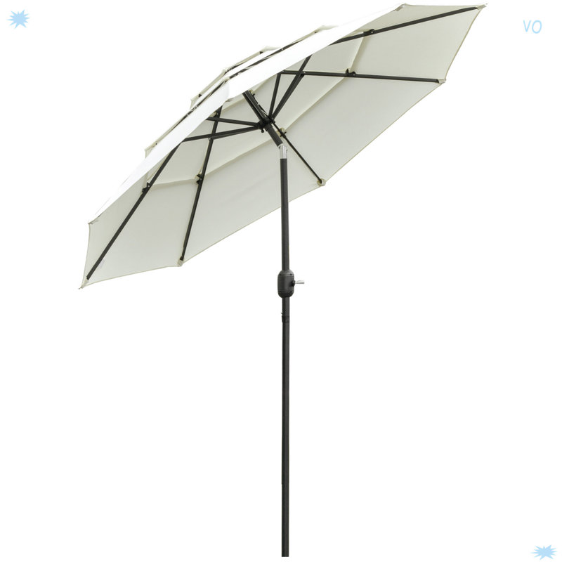 Parasol de marché extérieur à 3 niveaux avec manivelle et bouton poussoir Outsunny 9FT