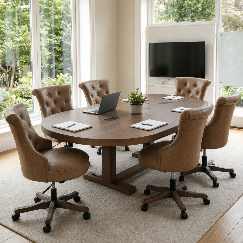 Chaise de bureau pivotante Asyra, Cuir taupe ambre