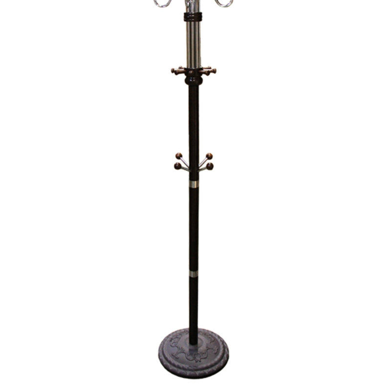 Portant penderie en bois coloré de 185 cm de hauteur - Multicolore, construction robuste, diamètre 55 cm, convient aux manteaux, vestes, chapeaux et écharpes.