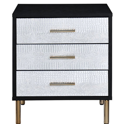 Black, Silver And Gold Nightstand With Ample Drawer Capacity - Bedroom Storage 3 Enhancing Space