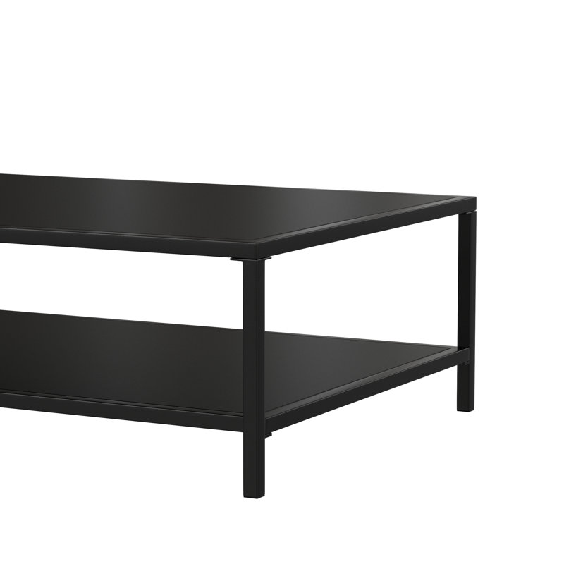 Black Steel Rectangular 2-Tier Outdoor Coffee Table