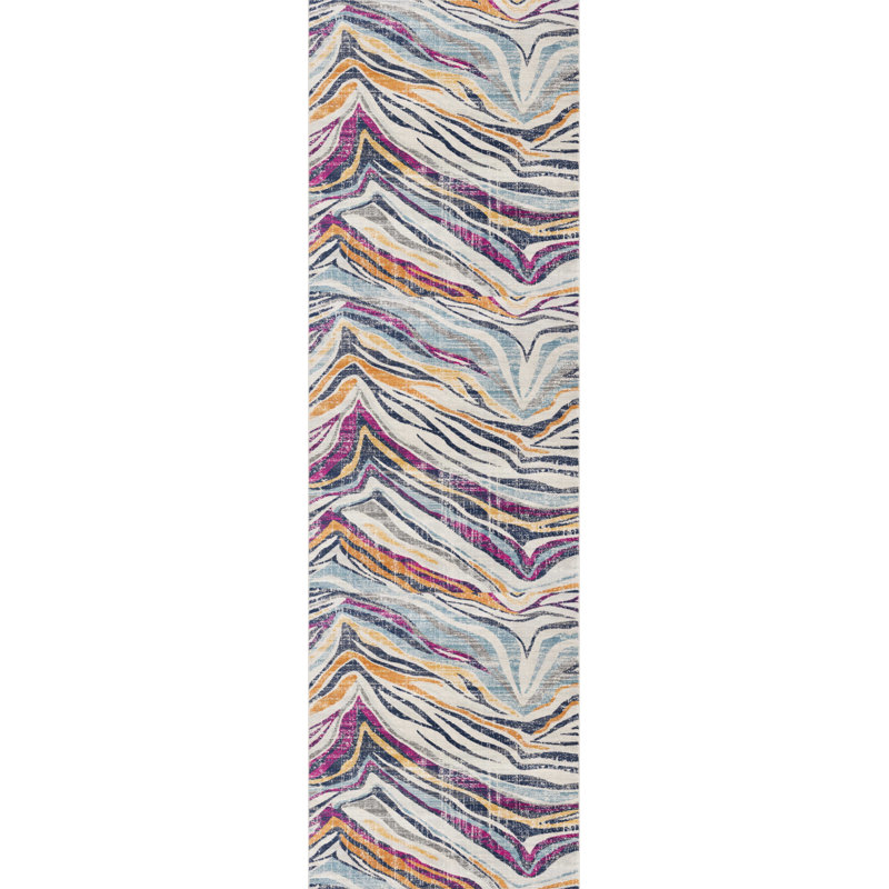 Blue And Gold Camouflage Dhurrie Rug