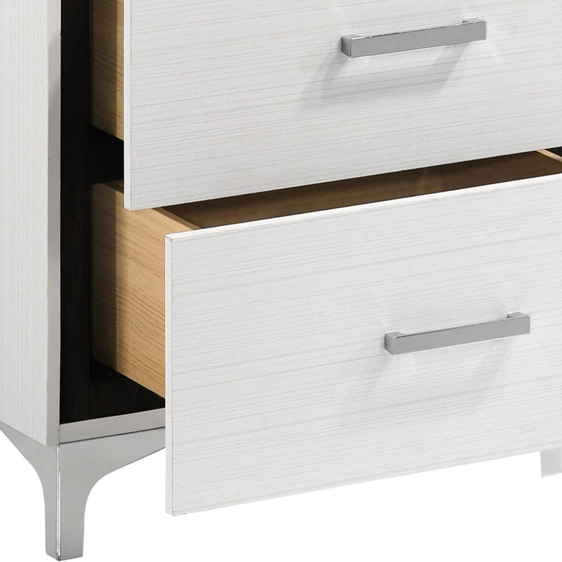 Table de chevet blanche à 2 tiroirs - Pratique et élégante avec glissières centrales en métal