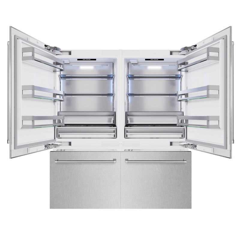 ZLINE 72 in. Built-In Refrigerator w/ Water Dispensers & Ice Makers in DuraSnow Steel, Satin Stainless Steel