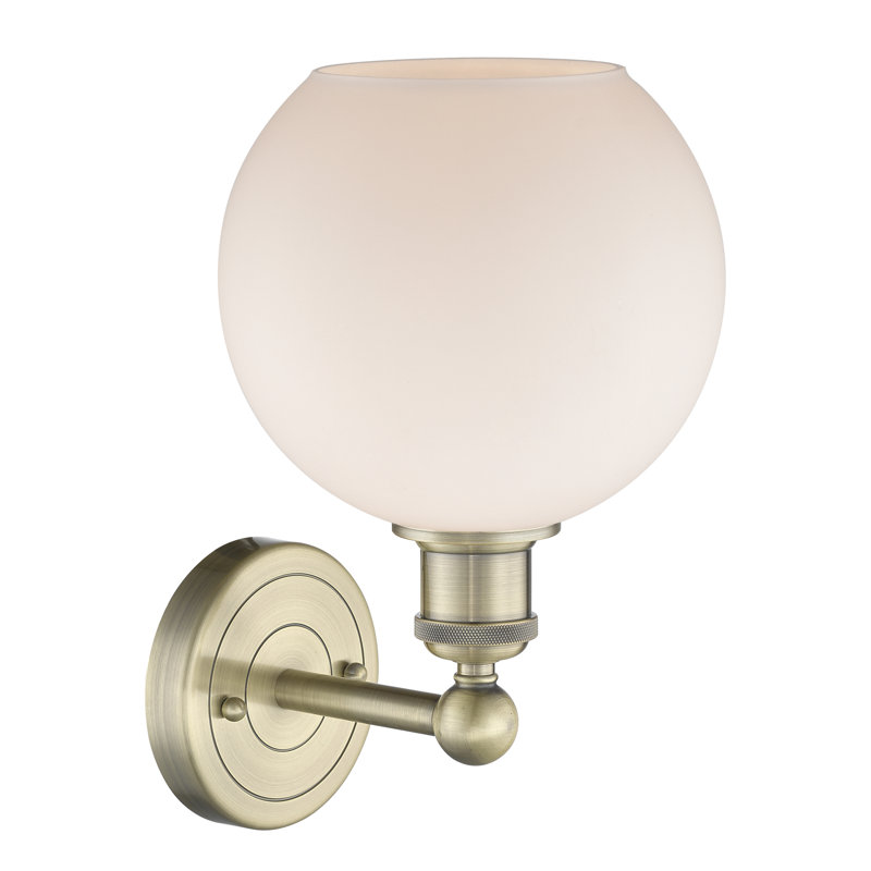 Ellington Steel Armed Sconce, Matte White, Antique Brass