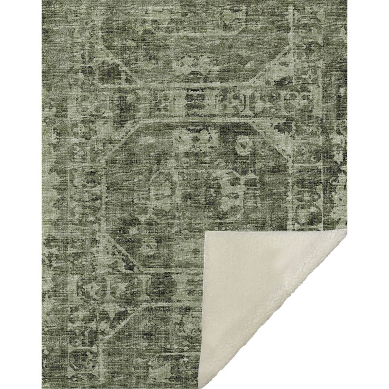 Jeté Addison Sherpa Tribal Medallion, Olive oriental 1