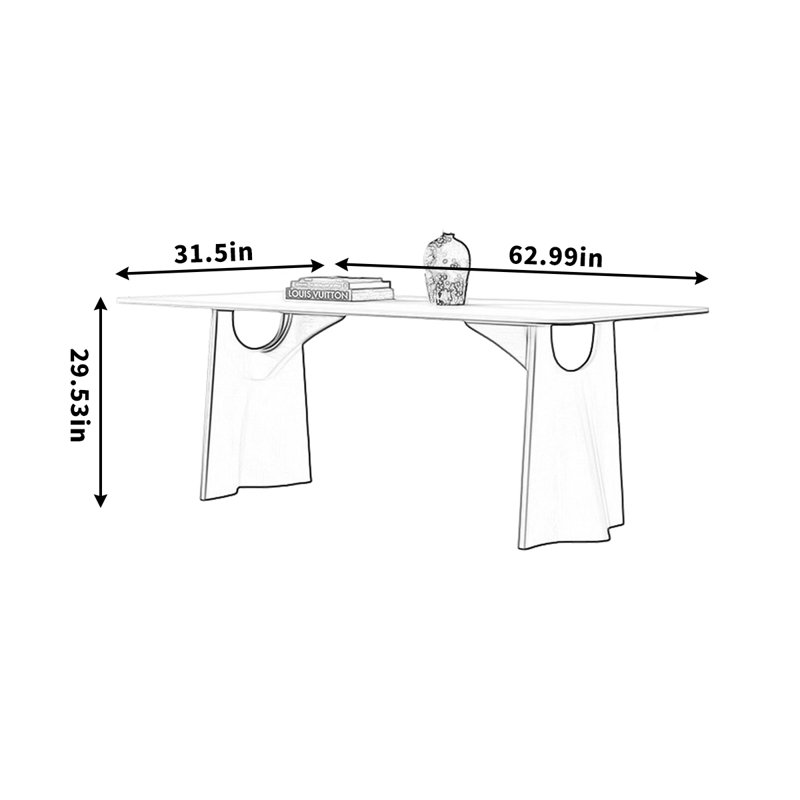 Table de style rétro maison simple, H 29,53 po x L 62,99 po x l 31,5 po