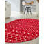 Tapis géométrique en chenille / polyester tissé à la machine Briehn - rouge / blanc-191151829