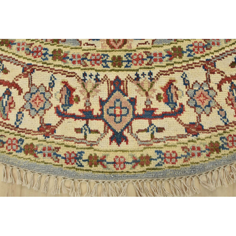 Tapis oriental en laine bleu noué à la main 7 pi 9 po x 7 pi Heriz Heriz